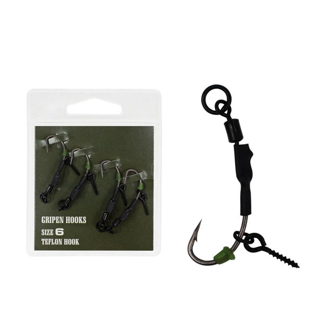 Carp Fishing Rig Wide Gape Hook with Leader and Anti Tangle Sleeve Fishing Ronnie Rig Hook Carp Fishing Leader Hook