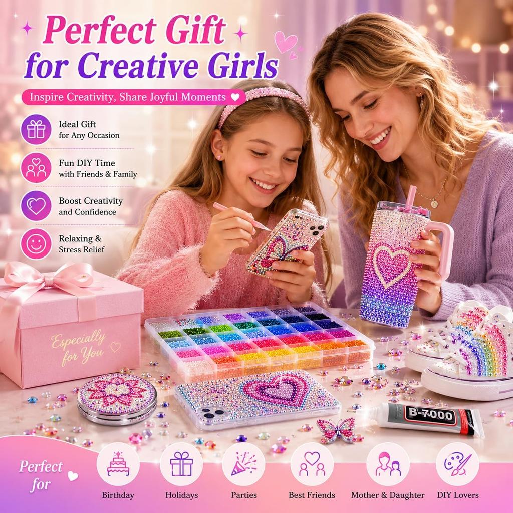 40 Colors Jelly Resin Bedazzling Kit,3mm Flatback Gems Bedazzler Kit with Rhinestones &B7000 Glue & Tools for Crafts,Nails,Shoes
