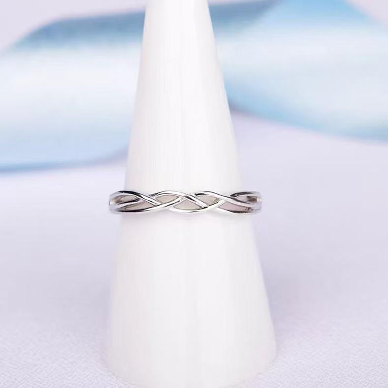 Adjustable Blue Zircon Knot Couple Rings - Versatile, Exquisite, and Simple Design for Men and Women Open Adjustable