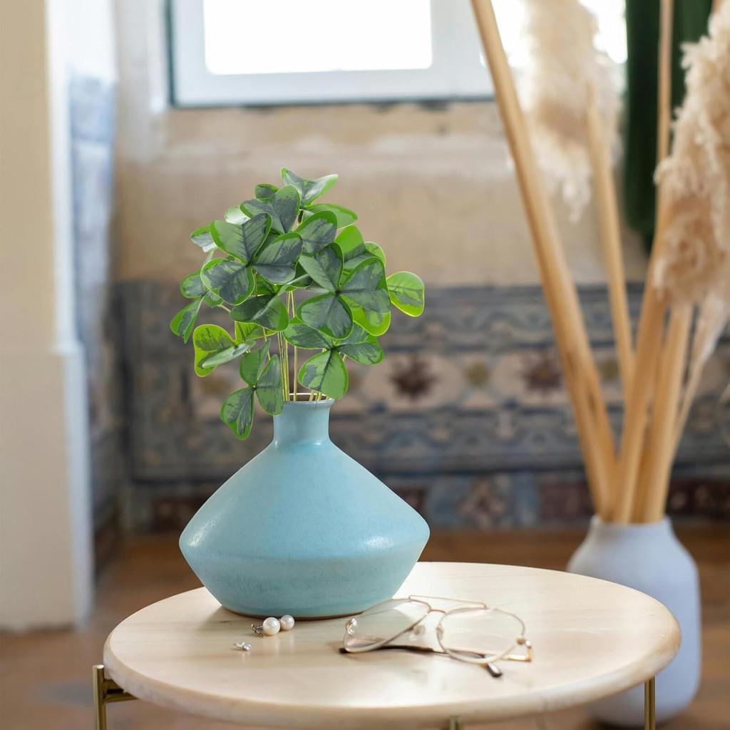 IMIKEYA Artificial Shamrock Clovers Plants Simulated Green Plants - St Patricks Day Lifelike Greenery Bouquets Floral Stems Bonsai for Irish Party