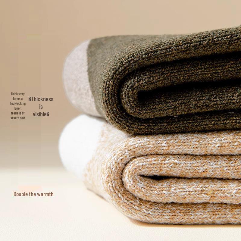 Meias Masculinas Super Grossas de Lã e Caxemira até o Meio da Panturrilha - Quentes para o Inverno, Acima do Joelho, Mais Veludo para Idosos