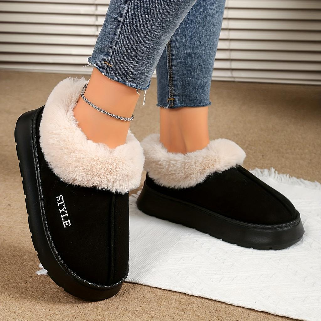 Men's and Women's Suede Like Warm Cotton Shoes, Comfortable, Warm, Non Slip, Indoor and Outdoor Fuzzy Slippers, Short Boots, Cotton Shoes