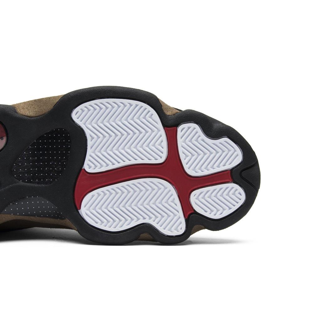 Air Jordan 13 Retro 'Olive' (Unisexo) Zapatillas de Baloncesto Vintage Negras / Rojo Gimnasio / Verde Oliva Claro / Blancas 414571 006