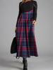 Women Color Block Floral Print Long Sleeve Maxi Dress Casual Loose A Line Long Dress S-XXXL