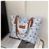 Large Capacity Shoulder Bag Sweet Cherry-Print Versatile Style Tote Bag Trendy Design Fashionable Women Shoulder Bag