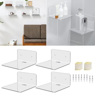 Small Size Transparent Wall Shelves Minimalist Decorative Wall Shelves  Bathroom Use
