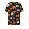 Women's T Shirt Tee Halloween Printed Button Short Sleeve Tunic Daily Weekend Fashion Basic V- Neck Regular Top