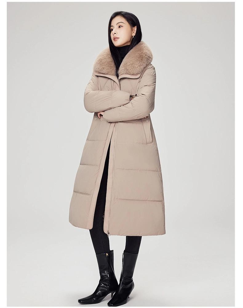 Women’s Long Fur Lapel Windproof Thicken Warm Winter Jacket