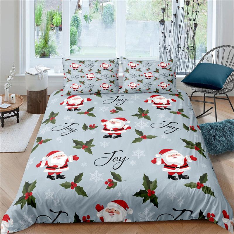 Cartoon Santa Claus Bedding Set King Queen Size Microfiber Christmas Dogs 3D Print Duvet Cover For Kids Pillowcases Home Textile