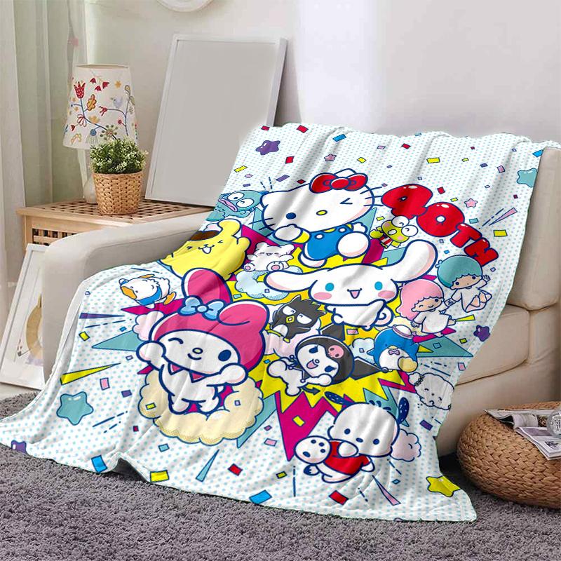 1pc Hello Kitty & Friends Blanket, Home Decorative Throw Blanket, All Seasons Use, Living Room, Travel, Camping, Car Blankets, Beach, Office Naps, Gif