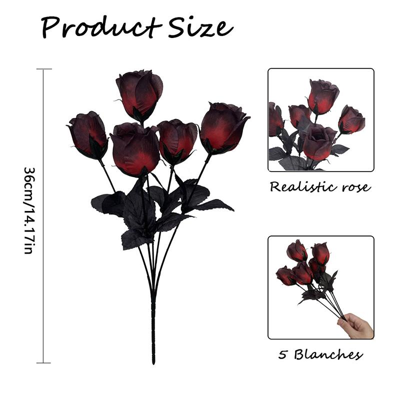 1 Stück Realistische Seiden-Schwarze Rosen Fotografie Hintergrund Blumen Gothic Heimdeko Simulierte Schwarze Rose 36cm