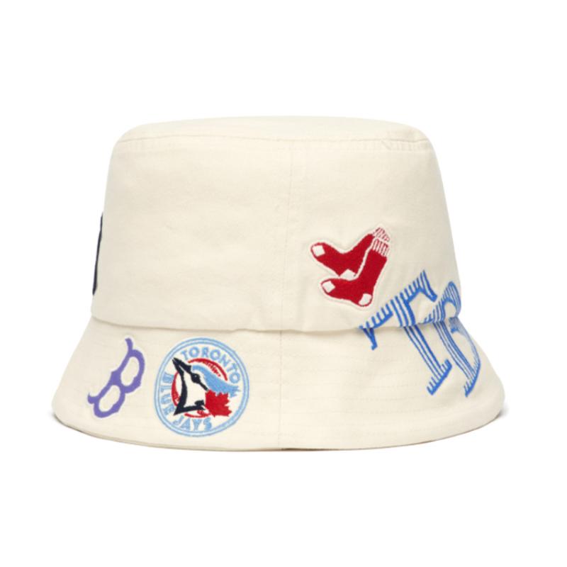 MLB New York Yankees Cotton Bucket Hats Unisex White Fashion 3AHT0601N-00CRS