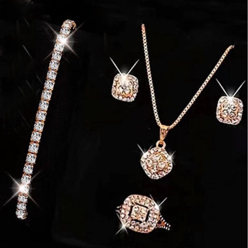 Damenarmband-Set Uhr, Diamantbesetzt 5 Stück/Set Femininität Hundert Türme Quarz Uhr Damen