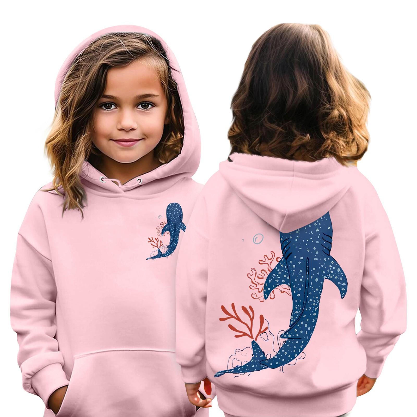 

Детские толстовки, свободная спортивная рубашка с капюшоном и принтом, модная спортивная рубашка 140 розовый