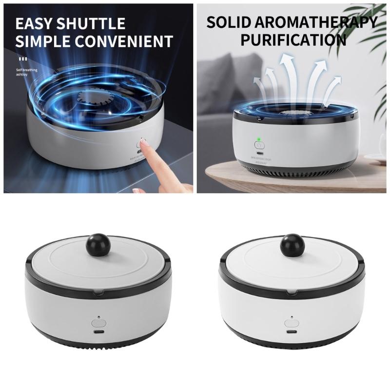Multifunctional Smokeless Ashtray Air Purifier USB Charging for Freshing Air Indoors Home Office Car Use Reducing Odors