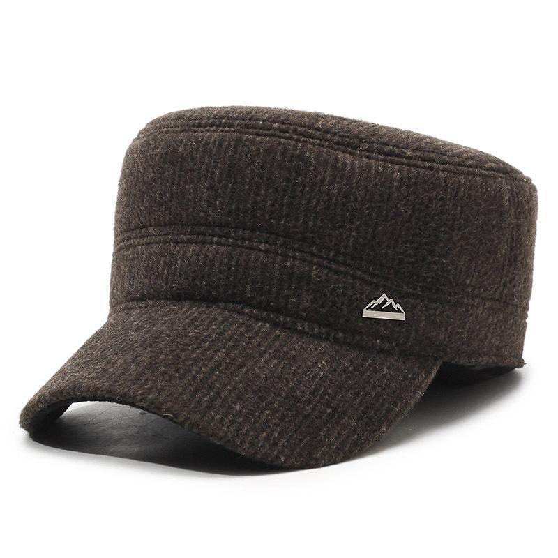 Winter Men'S Hats Middle-Aged And Elderly Men'S Ear Caps Outdoor Thickened Flat-Top Hats Grandpa Hats Dad Hats Peaked Caps