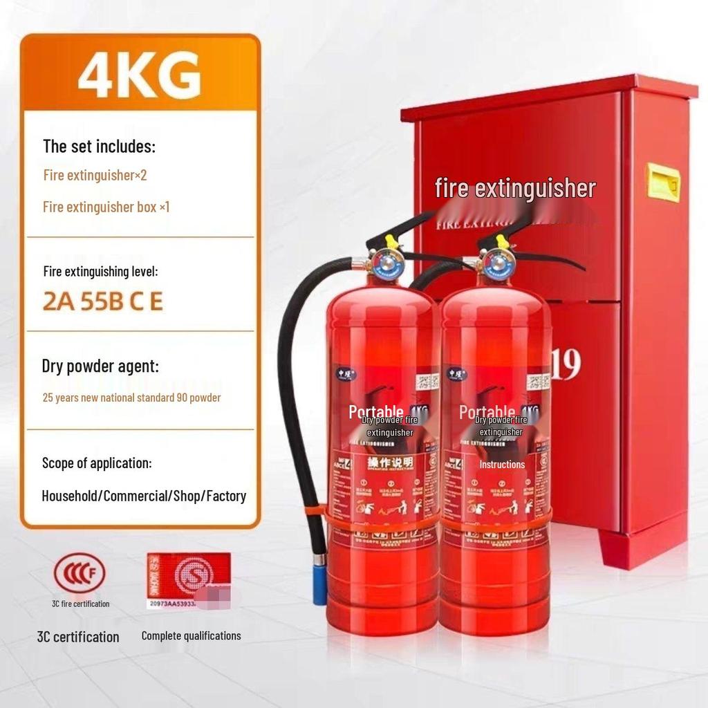 4kg Portable Fire Extinguisher Set - 2-Pack for Schools and Factories