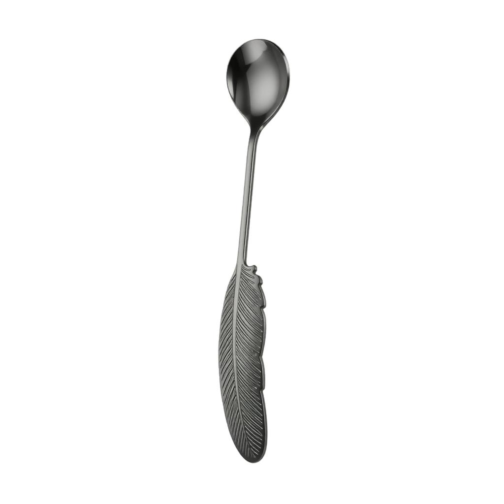 304 Stainless Steel Feather Handle Coffee Spoon Dessert Spoon Durable Flatware Tableware for Kitchen Dining and Beverage Use