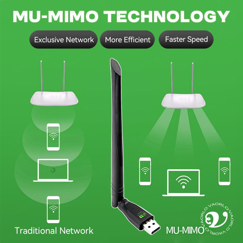 WIFI 6 USB Adapter AX300 Wireless Network Card Dongle 2.4GHz 802.11AX Antenna Signal Reception For Laptop Win7/10/11 Driver Free
