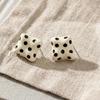 Korean Fashion Sweet Design Black /White Cute Square Polka Dot Stud Earrings for Women's Simple Unique Temperament Party Gifts