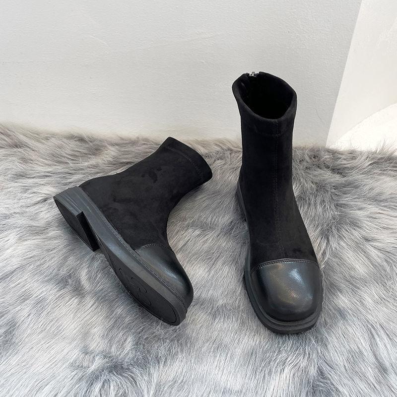 

Женские короткие ботинки, осенние новые женские эластичные ботинки, женские тонкие ботинки, матовые ботинки Мартин, детские студенческие 38 [One size smaller]