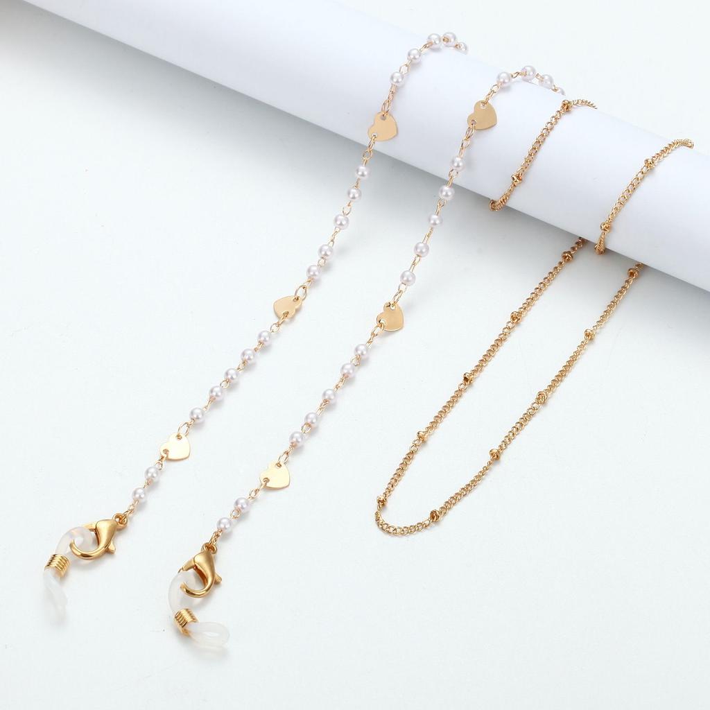 Bohemian Lanyard Metal Eyeglass Cord Pearl Glasses Chain Sunglasses Chain Mask Holder Mask Chain