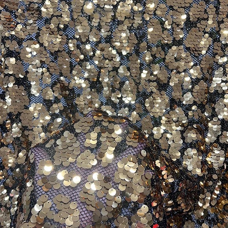 Material Plasă Brodată cu Paiete Strălucitoare în Gradient pentru Rochii de Mireasă, Rochii de Seară, Cheongsam, Material cu Paiete 1/3 Yard