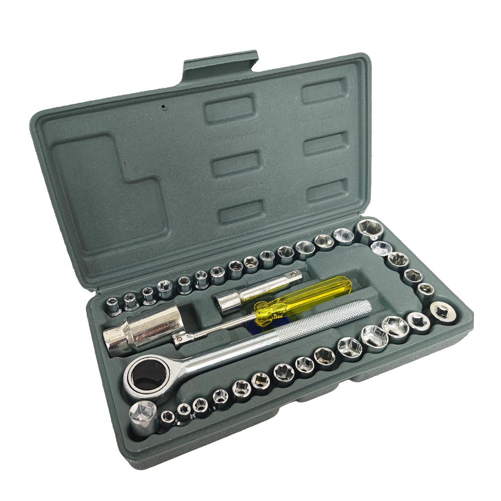 40pcs 3/8 Inch Hand Tools Box Wrench Spanner Socket Set With Ratchet