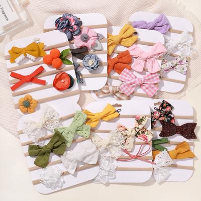 5Pcs/lot Baby Elastic Nylon Headband Newborn Sweet Flower Lace Bow Hair Bands for Babe Infant Toddler Soft Girl Hair Accessories