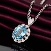 Lindon Elegant   Jewelry Necklace with Oval Shape Sapphire    Pendant for Women Wedding Party Gift