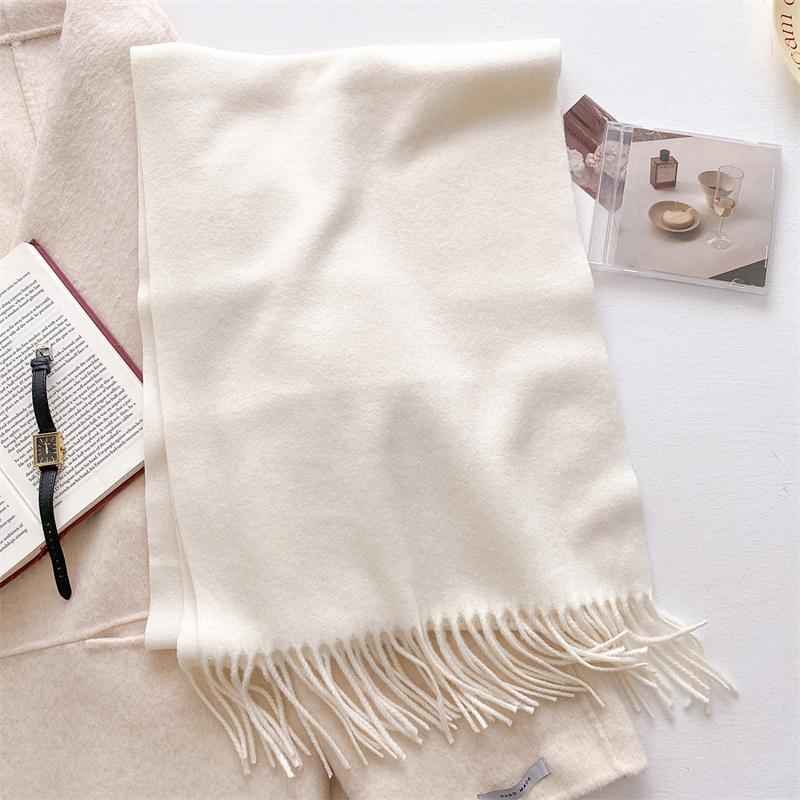 Luxury Wool Scarf For Women Fashion Warm Cashmere Scarves Korean Style Solid Knitted Shawl Wrap Pashmina Bandana Christmas Gift