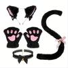 Halloween Cat Cosplay Set: Ears, Choker, Paw Gloves & Tail for Party Fun