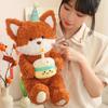 Kawaii Bear Figurine Animals Fox Stuffed Pillow Plushies Hugging Animals Toy Decorative Comfortable Touch for Living Room
