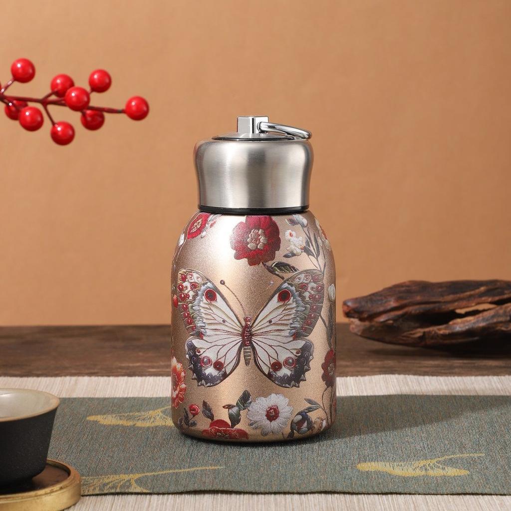 Xiaopangding thermos cup retro Guochao peacock water cup portable creative 316 stainless steel cup high value gift cup