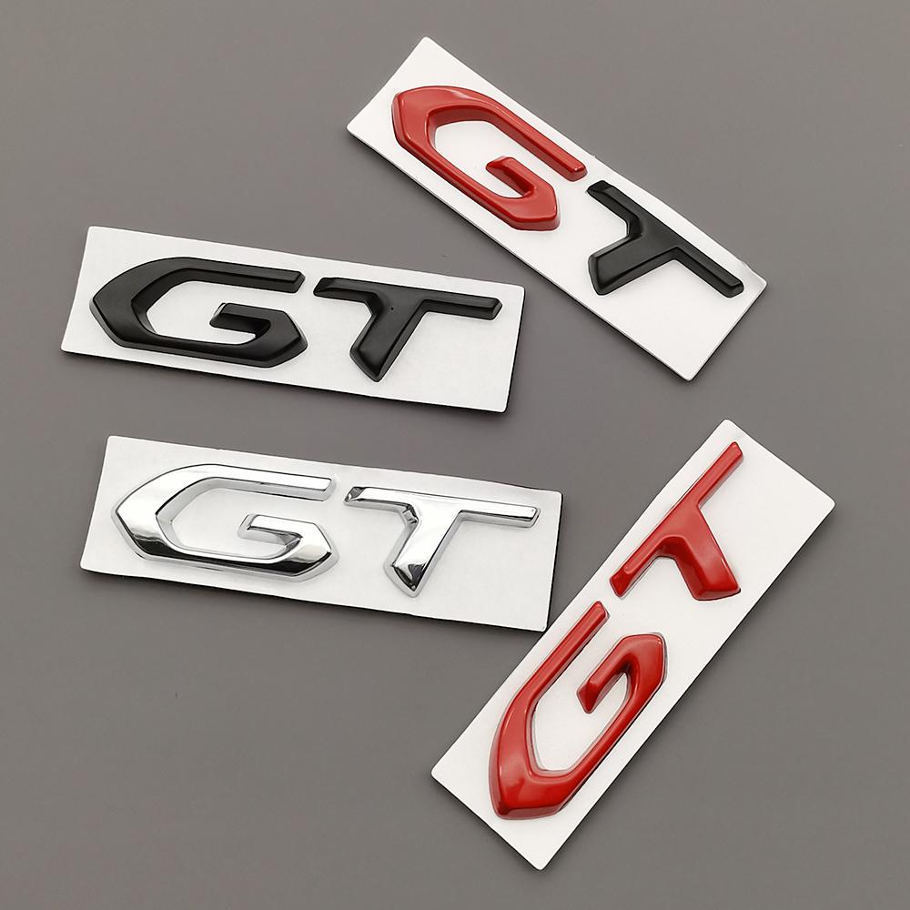 HRUC6 3D Metal Car Sticker GT Logo Emblem Trunk Badge Decals For Peugeot 308 408 508 307 205 206 208 3008 5008 4008 2008 Accessories