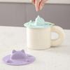 Silicone Cup Lid Heat Resistant Non-Slip Cat Head Design Cup Insulator Lid with Tea Bag Holder Dishwasher Safe Cup Cover for Coffee Milk Tea