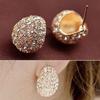 Fashion Women's Korean Style Crescent Moon Rhinestone Shining Stud Earrings