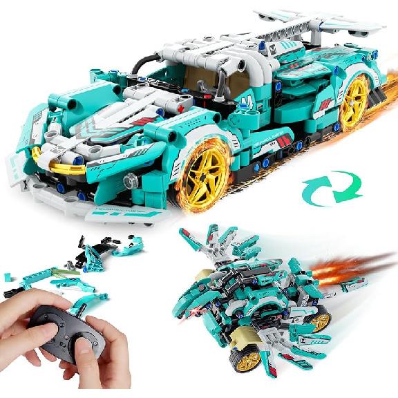 STEM Remote Control Car Building Kit Toys for Kids Age 8-12 with 2in1 STEM Robots Building Set Remote & APP Controlled Car/Robot, RC Car Toy Set for