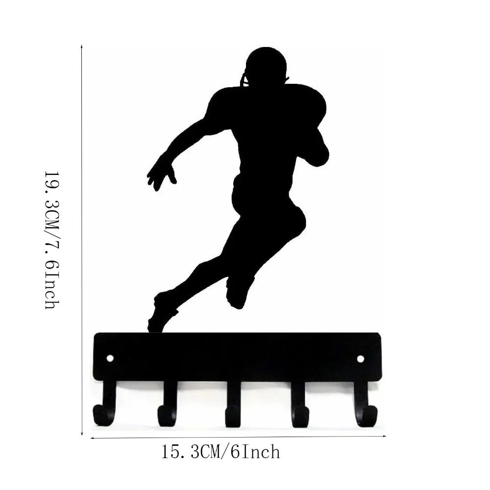 1pc Promotion Football Receiver Sport  Key Hooks Holder  Small 6 Inch Wide Hallway Key Holder Bathroom Towel Hooks Wall Sticker