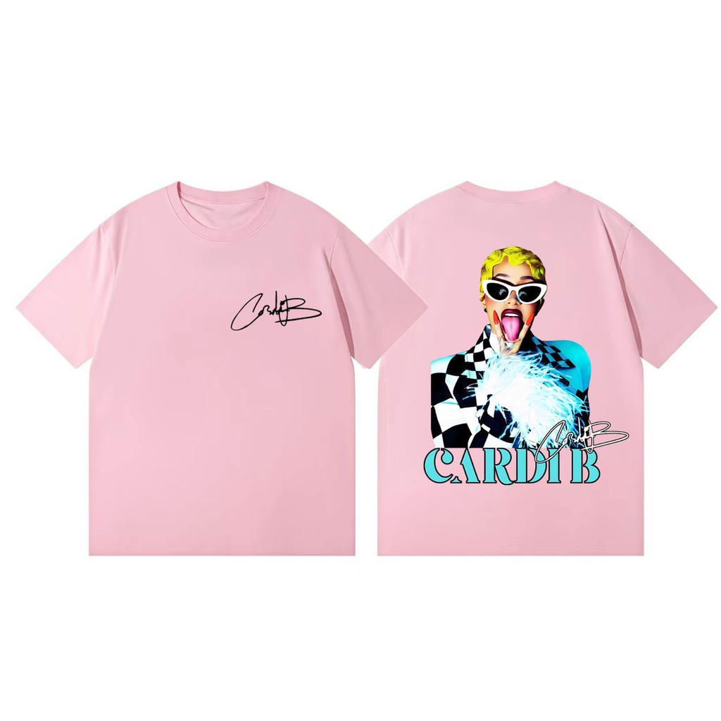 Rapper Cardi B Double Sided Print T Shirt Fashion Aesthetic Short Sleeve Tshirt Unisex Women Clothing Harajuku Hip Hop Tshirts