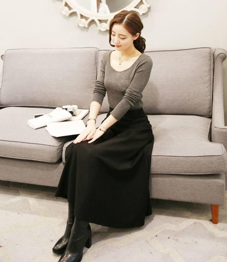 Retro Art Sukně Maxi A-linie s vysokým pasem - Elastická, Plisovaná, Celoroční Bavlna pro Ženy