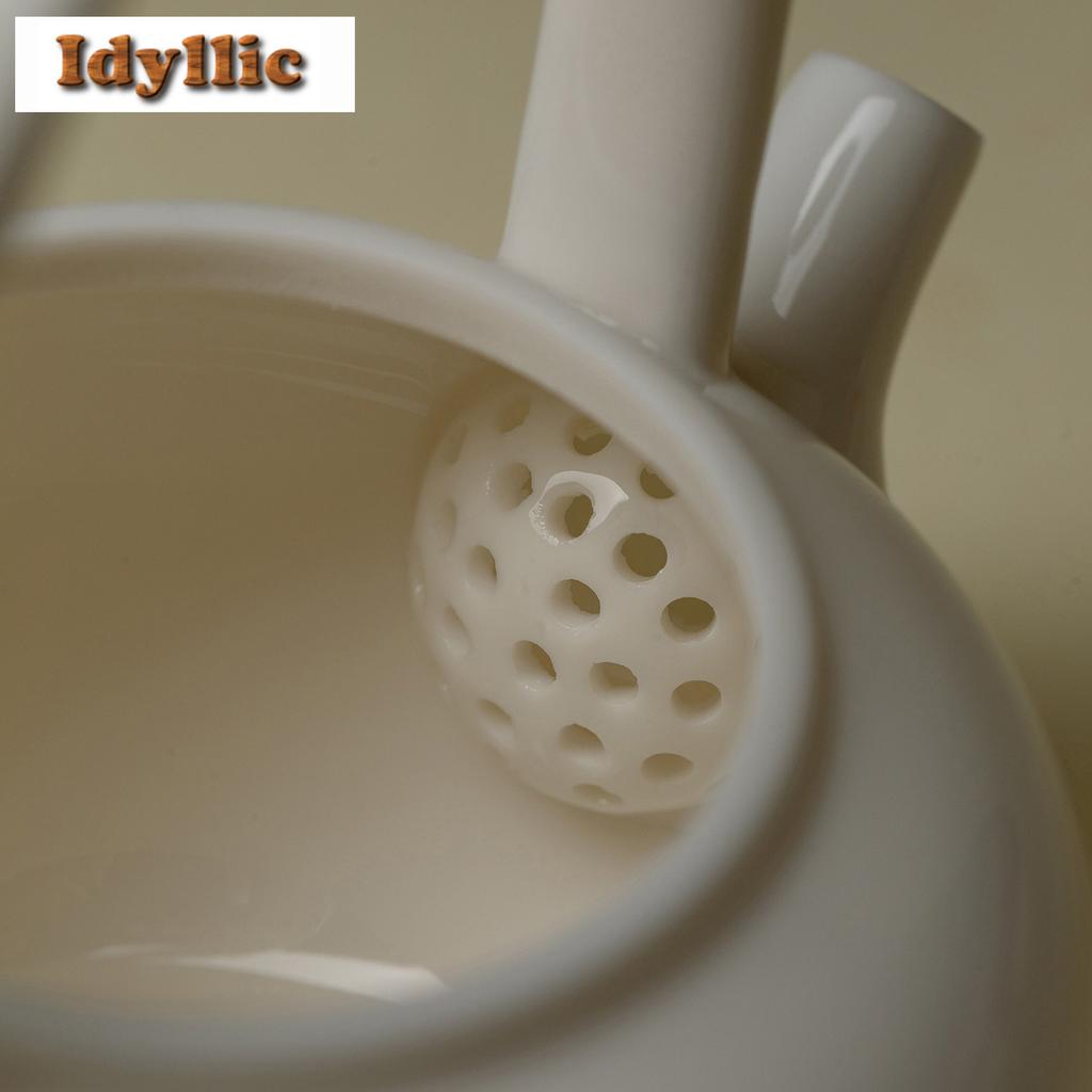 170ml Jadeton Weißes Porzellan Keramik Ruyi-Griff Teekanne Luxuriöser Tee-Aufgusskrug Teekessel mit Sieb Trinkgeschirr Geschenk