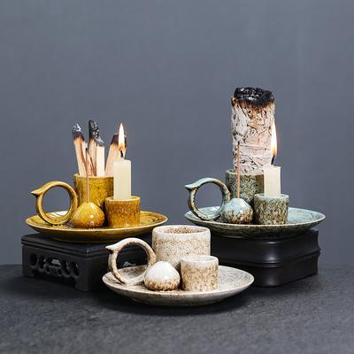 4 In 1 Incense Burner, Sage Palo Santo Holder, Incense Stick Holder Candles Holder Ceramic Censer for Meditation Living Room