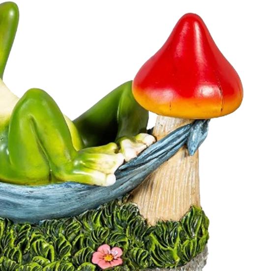 Mushroom Hammock Frog Figurine Garden Frog Statue Lying Frog Ornament for Balcony Yard Art Indoor Desk Decoration
