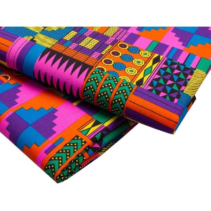 6 Yards Kente African Fabrics Bright Color Polyester African Cloth by Yard Ankara Fabric Sewing for Crafts