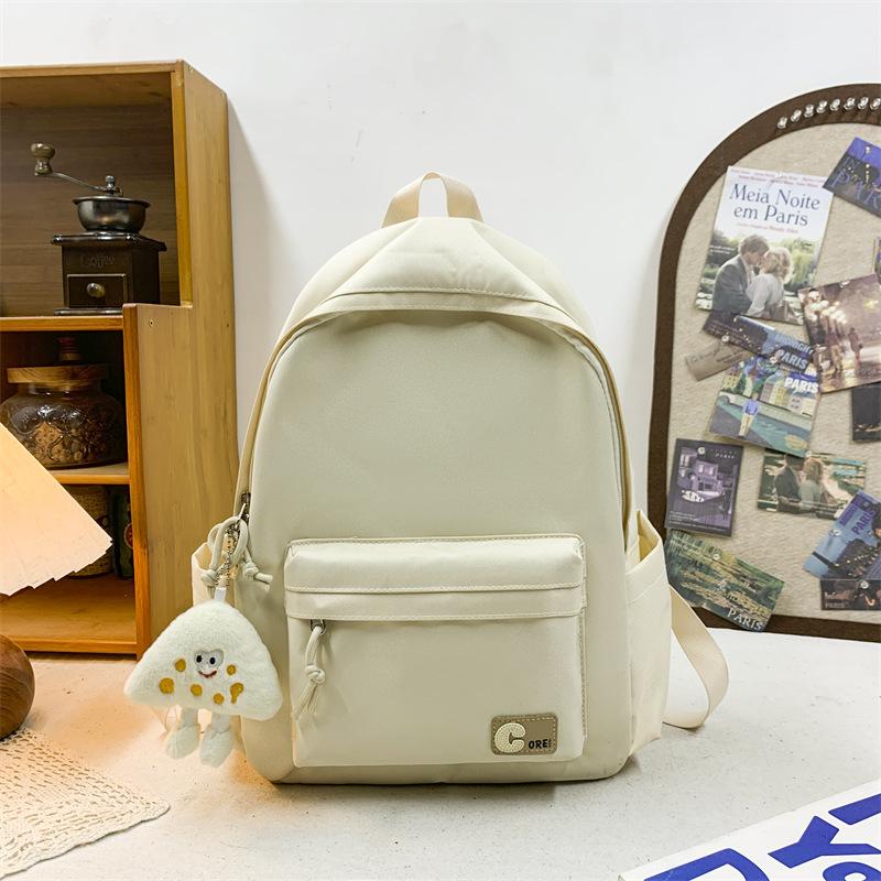 Schoolbag new ins wind Japanese soft sister schoolbag female Korean version solid color middle school student backpack light travel backpack