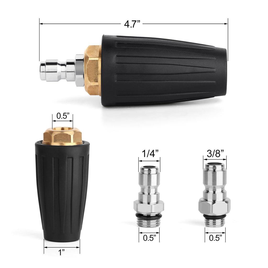 High-Pressure 4000PSI Turbo Nozzle with 1/4" Quick Connect Rotating Spray Head