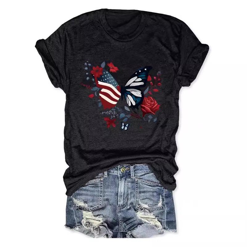 

Women s Printed Round-neck Short-sleeved Fashionable T-shirt XXL