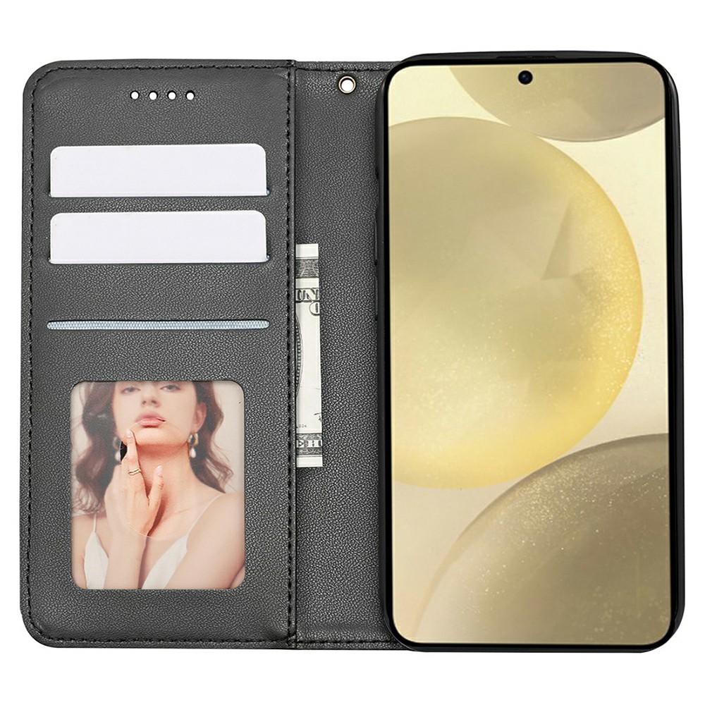 For Samsung Galaxy S26 Wallet Phone Case Checkered Pattern Imprint Leather Flip Cover with Wrist Strap