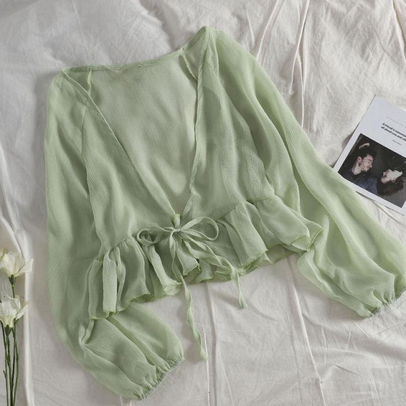 Dámské Tenký kabátek Ležérní Krajka Mašle Léto Ochrana před sluncem Oblečení Dámský Cardigan Košile Oblečení Topy Halenka pro ženy Obaly Blusa